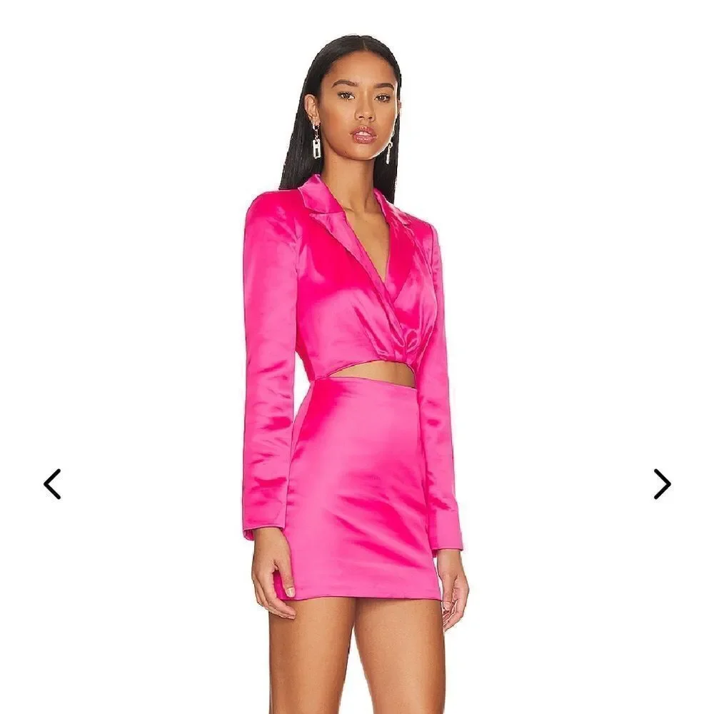 NWT Lovers and Friends Andie blazer dress pink satin mini cut out Revolve XL